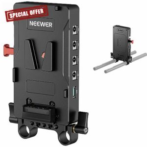NEEWER V Mount Battery Plate with 15mm Rod Clamp