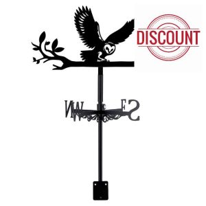 SUPERDANT Owl Weather Vane Owl on Branch Weathervanes Black Metal Wind Vanes Animal Weather Vanes Weathervane Garden Ornament for Farmhouse Garden Outdoor Yard Roof Shed Paddock Decoratio