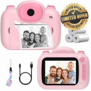 VESWWE Kids Camera Instant Print 3.5 IN Big Screen Instant Camera for Kids 1080P Toddlert Camera Gifts for Boys and Girls Age 3-12 year old(Pink)
