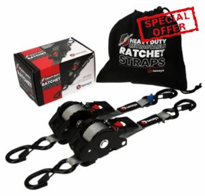TENSYS Auto-Retract Ratchet Tie Down Straps (2-Pack) – 540kg Max Break Strength