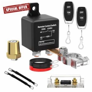 Lizbn Remote Battery Disconnect Switch 12V 250A Upgraded Remote Battery Kill Switch for Car Anti-Theft Prevent Battery Drain Isolator with 2 Wireless Keys for Car RV Truck Vehicle Camper Travel