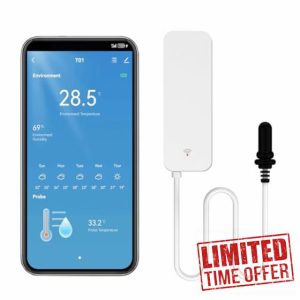 Smart Thermometer Hygrometer WiFi Temperature Sensor with External Probe (Pack of 1)