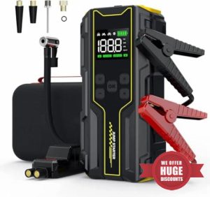 4000A Jump Starter Power Pack with Air Compressor/18W Fast Charging