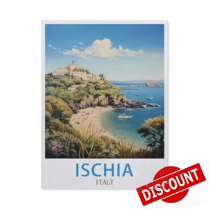 BEAYODKP Digital Painting DIY Frameless Paint by Number Kits,Ischia Italy Vintage Travel Poster,Paint by Numbers Oil Painting Canvas Print Wall Art Home Decoration(40x50cm-AX33
