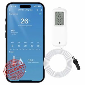 Comboss WiFi Hygrometer Thermometer Sensor Wireless Indoor Outdoor Temperature Humidity Sensor with External Probe for Greenhouse Wine Cella