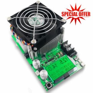 Electronic Load Tester 180W 20A 0-200V USB Adjustable Constant Current Electronic Load Battery Capacity Tester with Display & Cooling Fan for Aging Tests