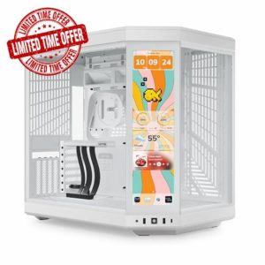 HYTE Y70 Touch Infinite Dual Chamber ATX Mid Tower Modern Aesthetic Case with Integrated 2.5K LCD Touchscreen - Snow White