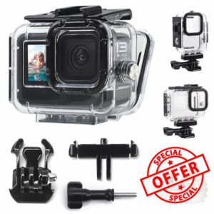 FitStill 50M/164FT Underwater Waterproof Case with Metal Quick Magnetic Attach and Release Mount Adapter Cold Shoe Compatible with Go Pro Hero 13 Hero 12 Hero 11 Hero 10 Hero 9 Black Accessory Ki