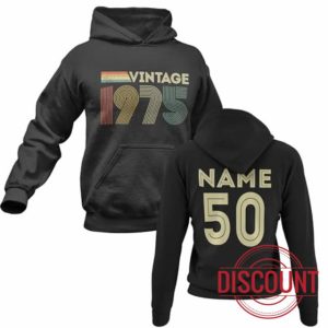 GALAXY TEES Men's Personalised Vintage 1975 Hoodie 50th Birthday Gift for 2025 Name & Age On Back