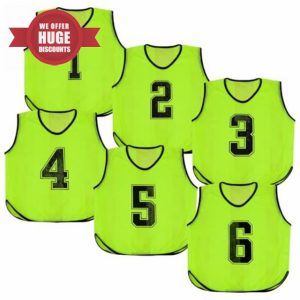 A2Z 6 Pack Training Bibs Sports Vests Comfortable Breathable Practice Number Football Baseball Hockey Cricket Volleyball Rugby Sports Bib for Adul