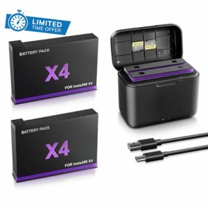 LINGHUANG For Insta360 X4 Battery and Charger Kit Accessories