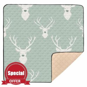 Reindeer Sage Green Cute Soft Foam Baby Playmat for Floor 1-Piecing Padded Baby Mat for Babies Infants Toddlers