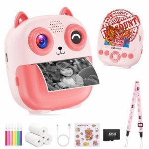 Kids Camera Instant Print Gift: 2.4'' Digital Camera for Children with 32G Card - 1080P Video Toddler Camera with Selfie Mode and 3 Rolls Print Paper - Christmas Birthday Gifts for Boys Girls Age 3-12