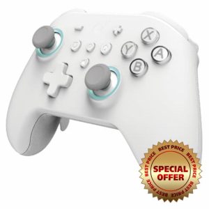 GuliKit KK3 Max Game Controller Hall Effect Joysticks Analog & Digital Triggers Wireless Pro 1000HZ Polling Rate Maglev/HD/Rotory Vibration Compatible with Switch/PC/Android/iOS/Steam Deck (White)