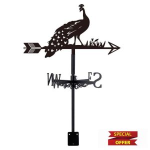 SUPERDANT Peacock Weather Vane Animal Weathervane Peacock Metal Weathervanes Black Wind Vanes Wind Direction Indicators for Garden Roof Sheds Farmhouse Yard Outdoor Decoratio
