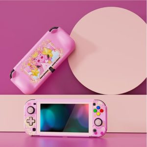 Hard Shell Grip Cover for Nintendo Switch Lite w/Screen Protector & Thumb Grip Caps & Button Caps - PP & Pink