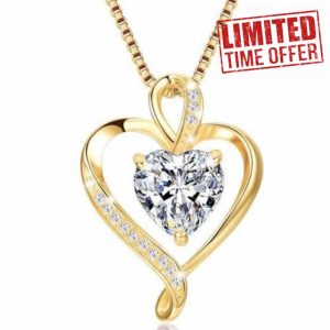 LAVUMO Heart Necklace for Women 925 Sterling Silver Love Cubic Zirconia Pendant Brithstone Necklace Christmas Valentines Birthday Mothers Day Jewellery Gifts for Women Wife Girlfriend Mum Friend