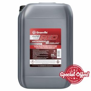Granville Rapid Cool Red Antifreeze Concentrate – 20L | Long Engine Protection | Anti-Freeze Engine Coolant Organic Acid Technology (OAT) | BS: 6580:2010 Compliant | Ethylene Glycol-Based Coola