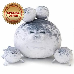 SQEQE Chubby Seal Pillow Plush with 4 Baby Seal Plushies in her Tummy