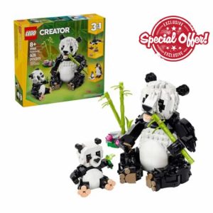 LEGO Creator 3in1 Wild Animals: Panda Family Toy - Transforms into Penguin Figures or Orca Whale Toys - Building Set for Nature-Loving 8+ Year Old Girls & Boys - Creative Birthday Gift - 31165