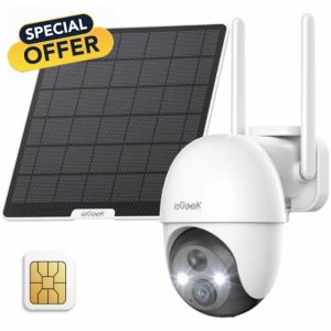 ieGeek 3G/4G LTE Cellular Solar Security Camera Outdoor Wireless with SIM Card