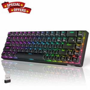 RK ROYAL KLUDGE RK G68 Wireless Mechanical Keyboard 2.4G/Bluetooth/Wired RGB Gaming Keyboard 65% US Layout Blue Switch for Win/Mac