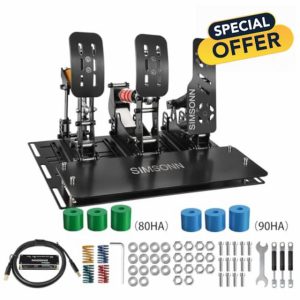 SIMSONN NEW PRO Plus Pedals Sim Racing Pedals PC Racing Simulator Pressure Sensor Load Cell HE Hydraulic Pedals (Black P3-H3-Plate)