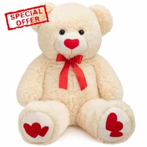 BEJOY Giant Teddy Bear 91cm Stuffed Animal Large Bear Plush with Love Red Heart for Girlfriend and Kids Valentine's Day