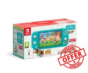 Nintendo Switch Lite Animal Crossing: New Horizons Timmy and Tommy Aloha Edition (Turquoise) with Pre-Installed Game and 12 Month Switch Online Subscriptio