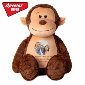 Personalised Photo & Record-A-Voice Keepsake Memory Monkey Teddy - Custom Photo