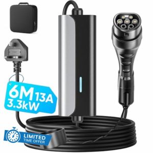 EV Charger Cable Type 2 to 3 Pin Plug 6M