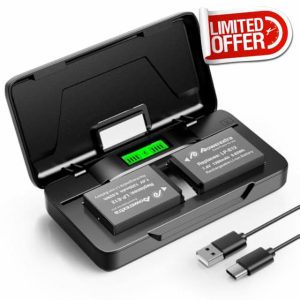 Powerextra 2PCS LP-E12 Battery Pack 1300mAh and 20W LCD Charger Kit Compatible with Canon EOS M50