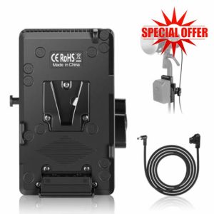 NEEWER V Mount Battery Plate with Super Clamp Mount Pole Holder and D Tap to DC Cable for Continuous Video Lighting Power Supply Only Light MS Series MS60 MS60B MC60C MS150B