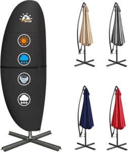 600D PU Coating Heavy Duty Umbrella Covers for Outdoor Umbrellas with Zipper