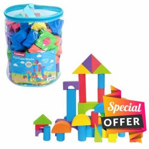 Daniel James Foam Building Blocks – 100pc Non-Toxic Soft Blocks Play Set for Kids & Toddlers - Lightweight & Durable Stacking Construction Blocks Toy for Boys & Girls with Reusable Bag - 18+ months