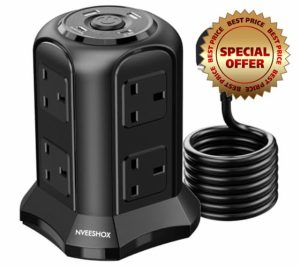 NVEESHOX Tower Extension Lead with USB Slots 2M (13A 3250W)