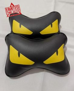 FF Eyes Car Luxury Headrest Pillows x2 (Yellow)