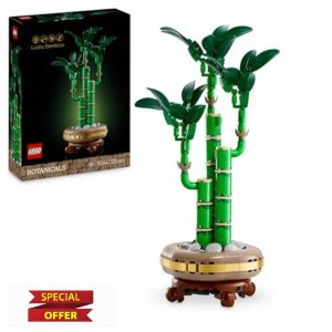 LEGO Botanicals Lucky Bamboo Artificial Plant for Indoor Display - Set for Adults includes a Buildable Pot with a Wood-Effect Plinth for Home Decor - Gift for Valentine's Day for Her or Him - 10344