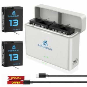 Homesuit Hero 13 Battery 2300mAh and Dual Charge USB LED Charger Kit for GoPro Hero 13 Black Enduro Rechargeable Battery with Type-C PD3.0 (2-Pack)