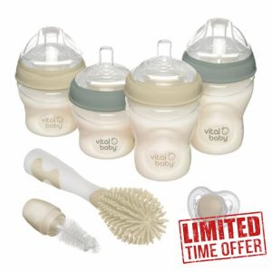 Vital Baby Nurture Breast-Like Starter Set 0m+ Baby Feeding Bottles Self-Sterilising