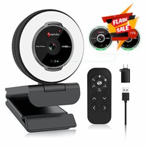 Angetube Streaming Webcam with Microphone - 1080P 60FPS USB Web Cam with Ring Light and Remote Control - HD Webcam with 5X Digital Zoom Built in Privacy Cover for PC|Computer|Laptop|Mac|Desktop