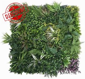 Artificial Hedge Plant Panels 100 x 100cm Grass Plant Wall Panels Green Privacy Living Wall Fence Screening Home Garden Spring Leaf Backdrop for Indoor or Outdoor (2)