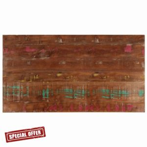 idaXL Rectangular Solid Wood Replacement Dining Table Top - Rustic Teak/Pine/Beech/Mango for Living Room/Patio/Garden - 110x60 cm