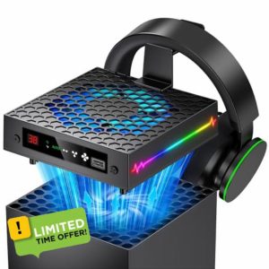 LED Display Auto Cooling Fan for Xbox Series X with 9 RGB Light Modes