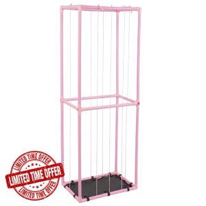 Toy Storage Stuffed Animal Storage Kids Room Stuffed Animal Storage Display PVC Soft Toy Organiser with Elastic Rope for Bedroom Nursery Playroom (Pink)