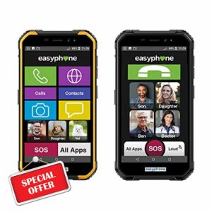 Easyphone Tough Rugged Easy Smartphone - Any SIM - Great for Home Outdoors and Elderly - Rubber Protection Drop-Proof & Underwater Camera - Long-Lasting Battery - UK Seller 12 Month Cover - NC