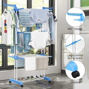Stainess Steel Clothes Horse with Two Side Wings