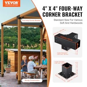 4pcs 4-Way Heavy Duty Corner Bracket Woodworks DIY Post Base Kit