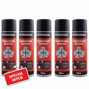 Tetroseal 5 X Aerosol Underbody Sealant Car Underseal Spray 500ml Seal Protection Spray Simple black finish with a long lasting protective coating