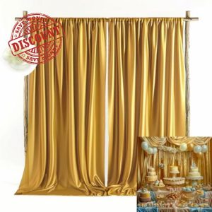 TOAOFY 10ftx10ft Wedding Curtains Gold Backdrop Curtains Drapes for Photography Bridal Shower Birthday Party Ceremoney Anniversary Events Indoor Outdoor Decoration Supplies TAYBSDJ045